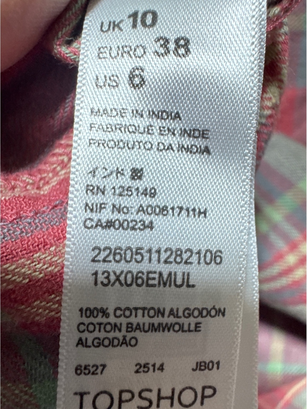 Topshop Classic Plaid Button-Up Shirt Size US 6 - Cottony Fl - Picture 6 of 6